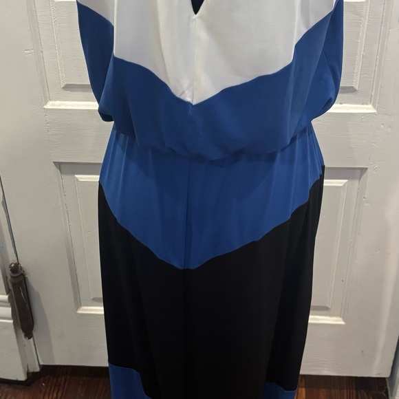 London Times NWOT Chevron Colorblock Keyhole Halter Maxi Dress Sz 6 - Picture 4 of 7